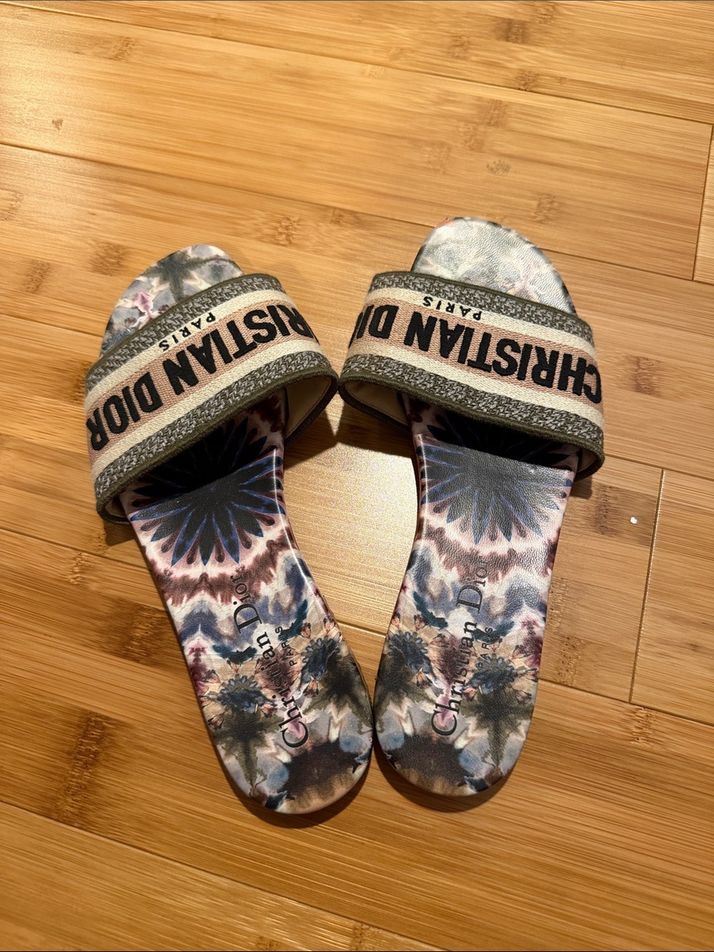Dior Multicolor Tie-Dye Floral Slide Sandals